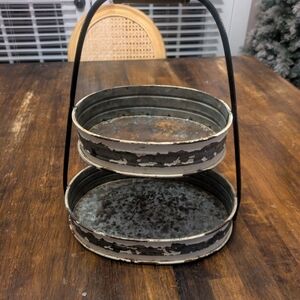 Rustic Two-Tier Metal Tray